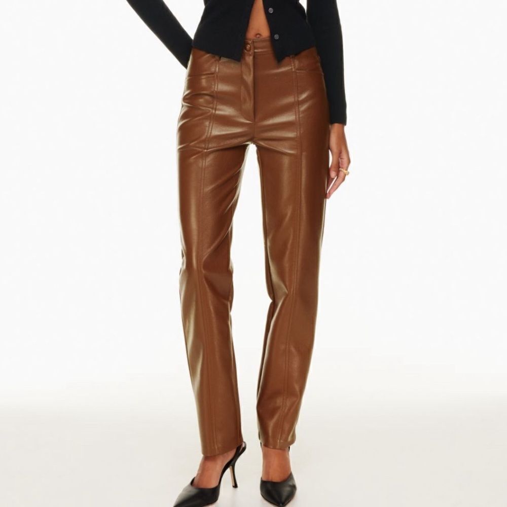 High Waisted Wilfred Vegan Leather Pants Size 00 Straight Leg - Inseam 28"